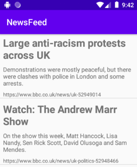 News app screenshot